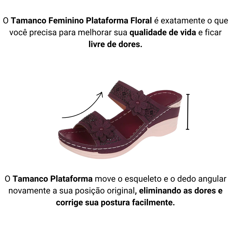 Tamanco Feminino Plataforma Floral