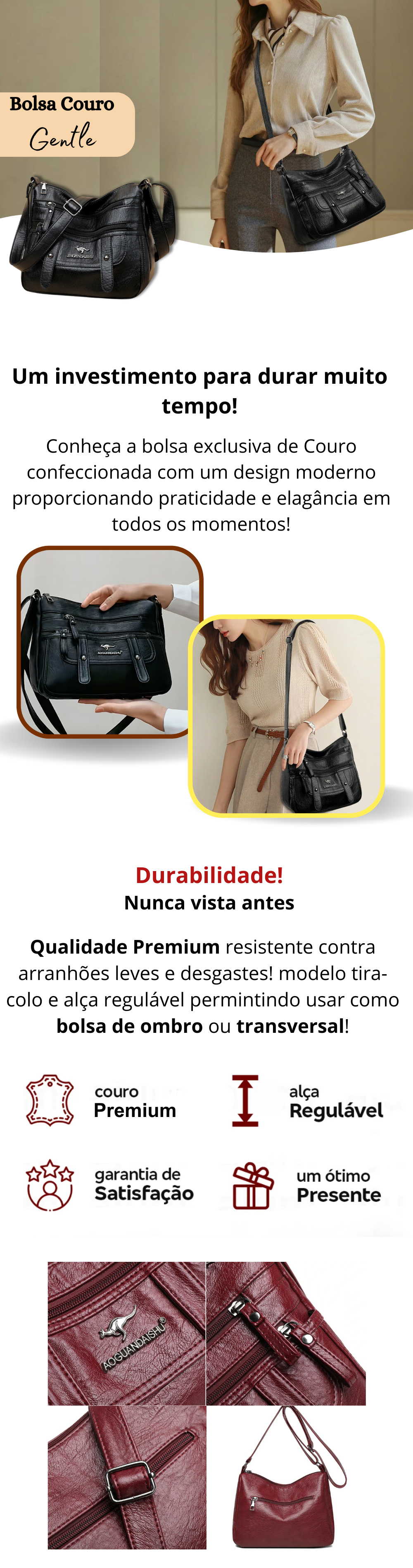 Bolsa Couro Feminina Gentle